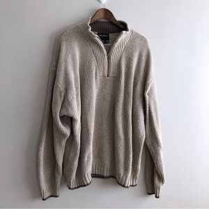 Eddie Bauer Men’s Heavy Knit 1/4 Zip Sweater | Tan Brown | Size L